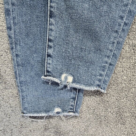 LOFT High Waist Skinny Ankle Jeans Distressed Frayed Raw Hem Stretch, Size 32 - Picture 6 of 11